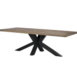 Table pied central bois de chêne et métal 200 cm HUDSON