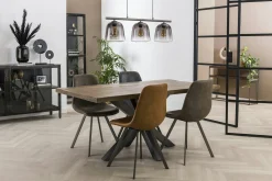 Table pied central bois de manguier 165 cm LUCKNOW