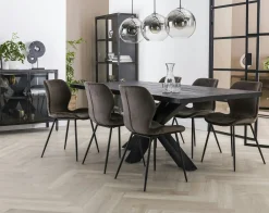 Table pied central bois de manguier noir 230 cm LUCKNOW