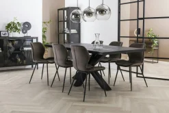 Table pied central bois de manguier noir 200 cm LUCKNOW