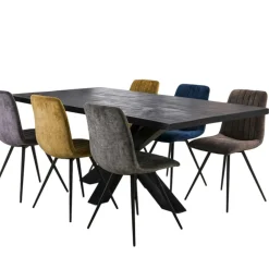 Table pied central bois de manguier noir 200 cm LUCKNOW
