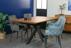 Table pied central bois recyclé teck 180 cm BARBADE