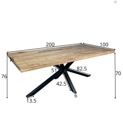 Table pied central en bois recyclé 200 cm CANBERRA