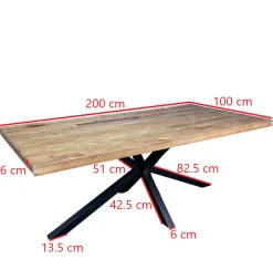 Table pied central en bois recyclé 200 cm CANBERRA
