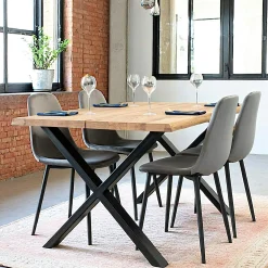 Table à rallonge en bois de chêne clair avec bordures naturelles 140 cm SAVONE
