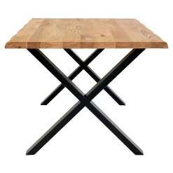 Table à rallonge en bois de chêne clair avec bordures naturelles 300 cm SAVONE