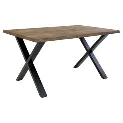 Table à rallonge en bois de chêne fumé avec bordures naturelles 140 cm SAVONE