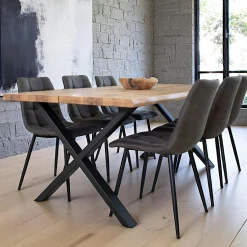Table à rallonge en bois de chêne clair avec bordures naturelles 200 cm SAVONE