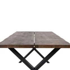 Table à rallonge en bois de chêne fumé avec bordures naturelles 200 cm SAVONE