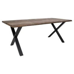 Table à rallonge en bois de chêne fumé avec bordures naturelles 200 cm SAVONE