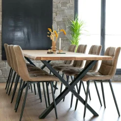 Table à rallonge en bois de chêne clair avec bordures naturelles 240 cm SAVONE