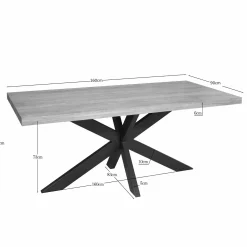 Table rectangulaire bois clair pied central 180 cm RIVANO
