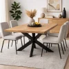 Table rectangulaire bois clair pied central 160 cm RIVANO
