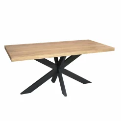 Table rectangulaire bois clair pied central 200 cm RIVANO