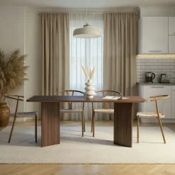 Table rectangulaire bords ronds effet bois noyer 180 cm MARFA