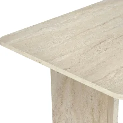 Table rectangulaire bords ronds effet travertin 180 cm MARFA