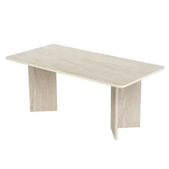 Table rectangulaire bords ronds effet travertin 180 cm MARFA