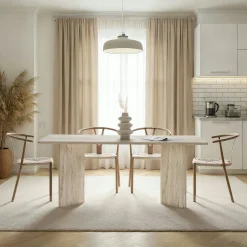 Table rectangulaire bords ronds effet travertin 180 cm MARFA