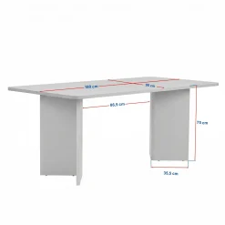 Table rectangulaire bords ronds effet chêne clair 180 cm MARFA