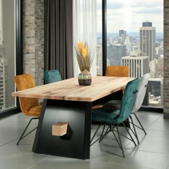 Table rectangulaire en chêne blanc avec poutre centrale 200 cm CORNWALL