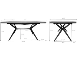 Table rectangulaire extensible en chêne brun 180 cm PALERME