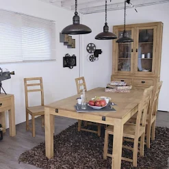 Table repas carrée hévéa 125cm HELENA