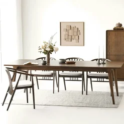 Table repas extensible en bois plaqué chêne fumé, 240/290/340 cm KALKIE