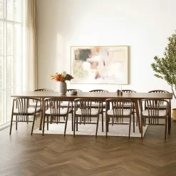 Table repas extensible en bois plaqué chêne fumé, 240/290/340 cm KALKIE