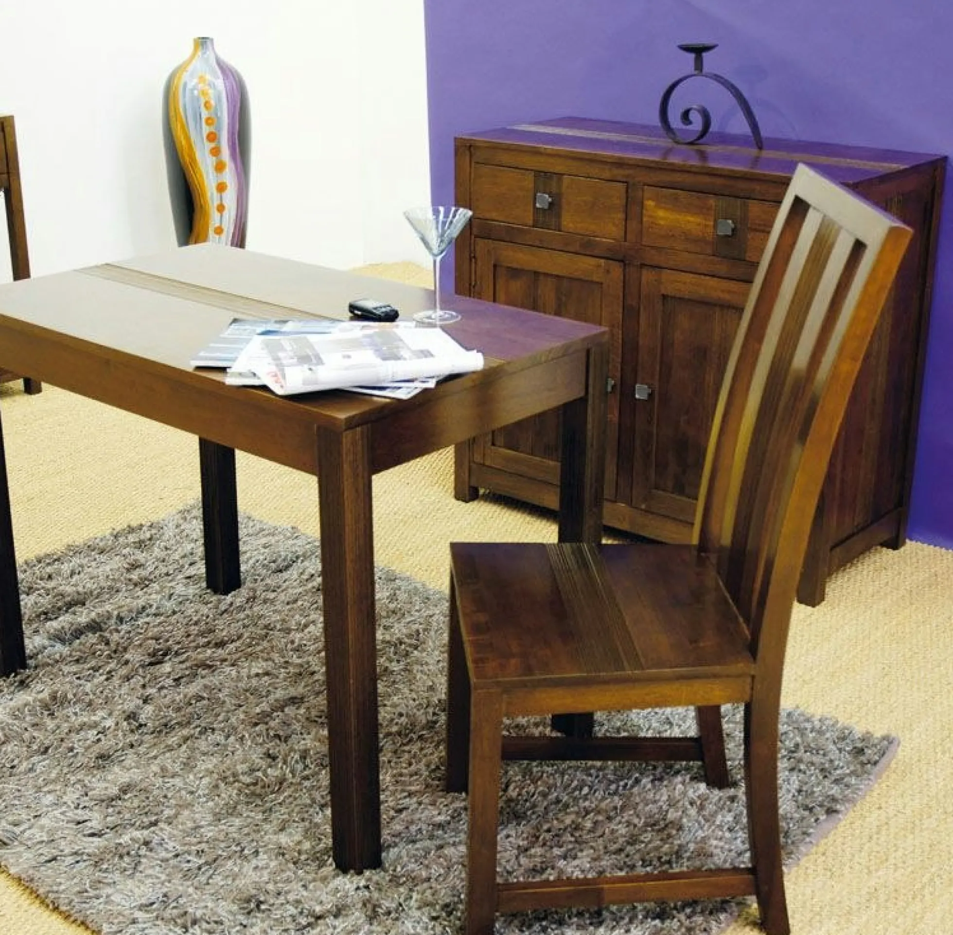 Table repas hévéa 130x130cm GALA