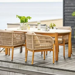 Table repas ovale terrazzo blanche 210 cm BALI