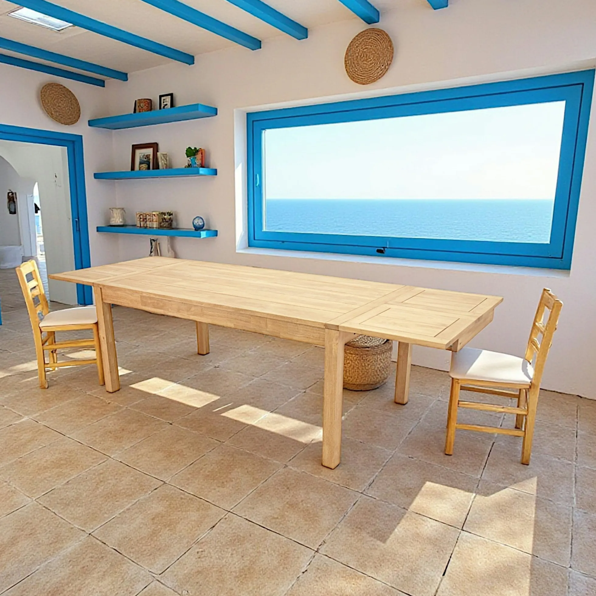 Table repas rectangle extensible 180-280cm hévéa ATTAN