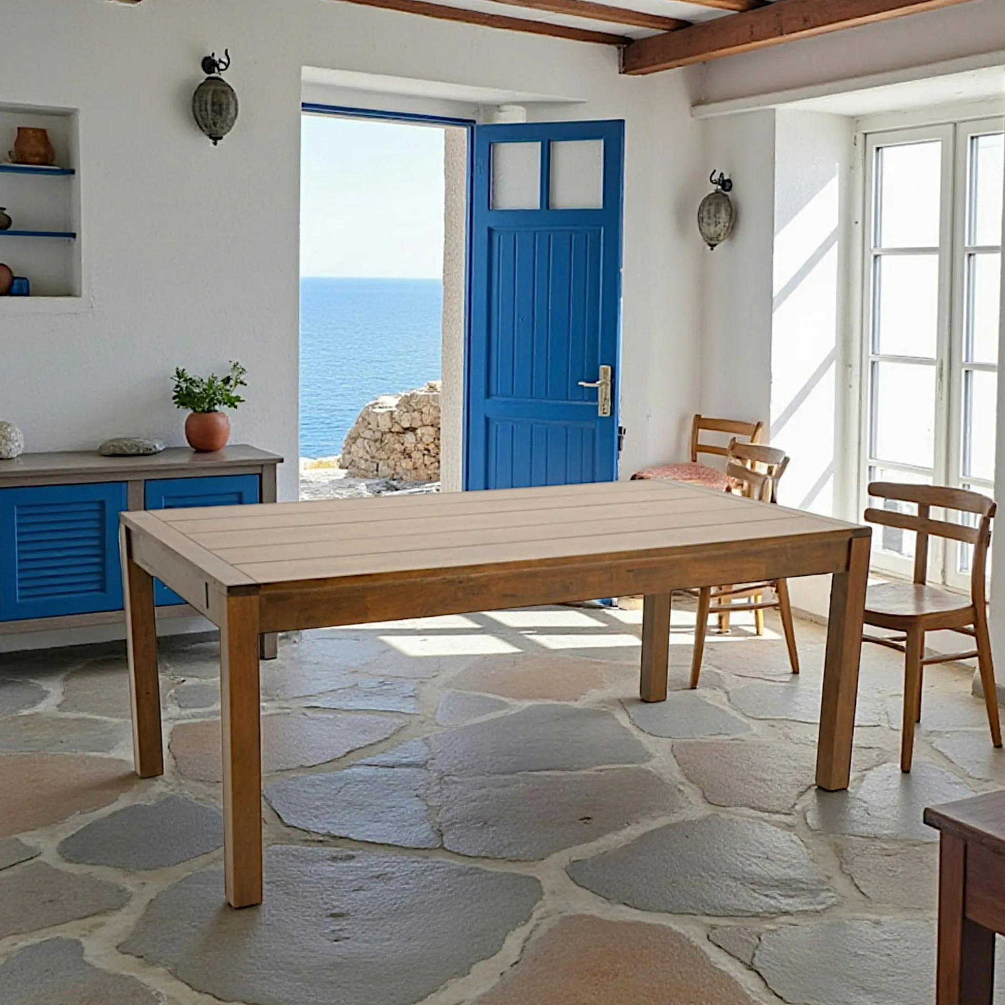 Table repas rectangle extensible 180-280cm hévéa ATTAN