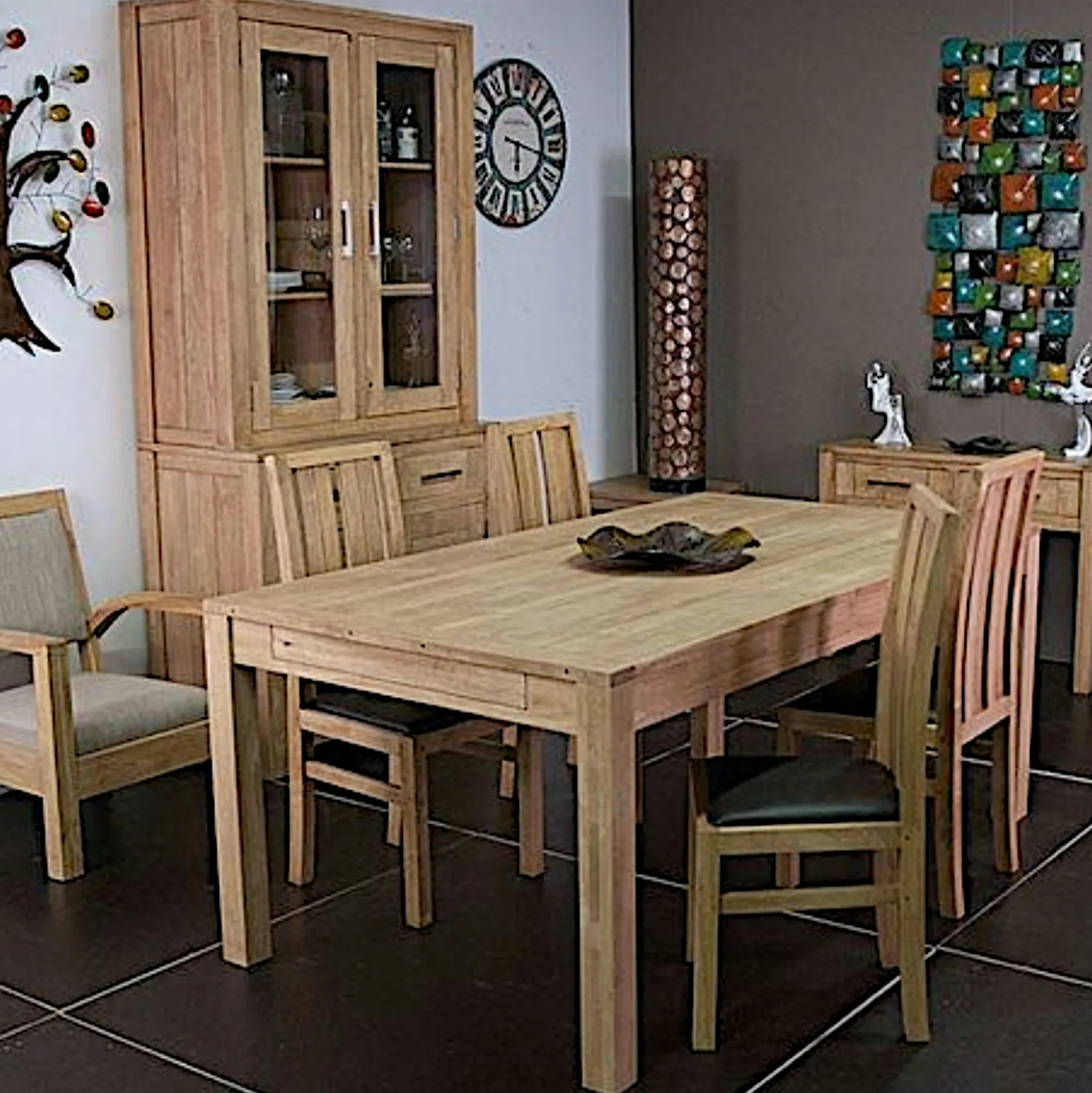 Table repas rectangle extensible 180-280cm hévéa ATTAN