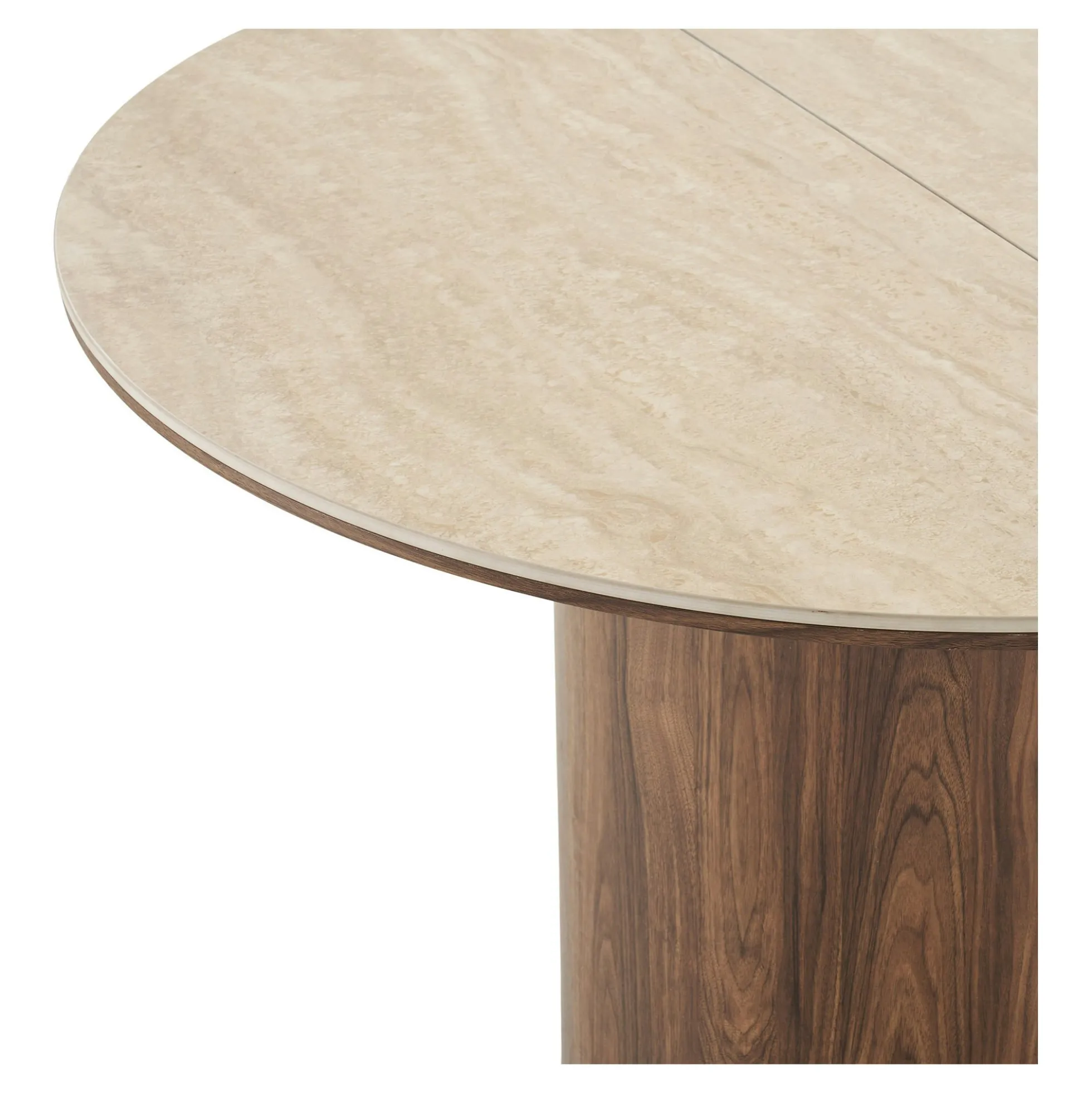Table repas ronde extensible en céramique aspect travertin 120/160/200 PRATO