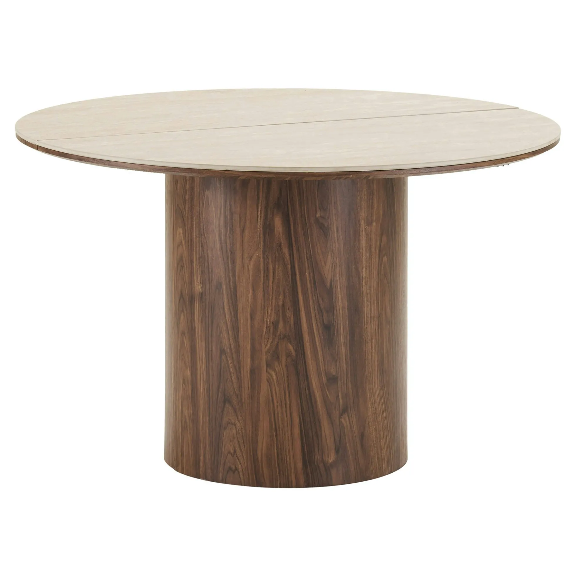 Table repas ronde extensible en céramique aspect travertin 120/160/200 PRATO