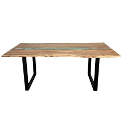 Table rivière epoxy lagon et bois d'acacia 200 cm BORA