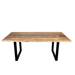 Table rivière epoxy noir et bois d'acacia 200 cm BORA