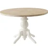 Table ronde blanche - bois effet usé ⌀120 cm TENA