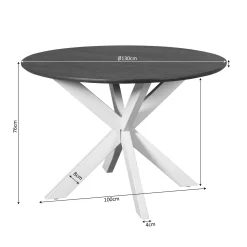 Table ronde bois brun pied blanc Ø110 cm CORTINA