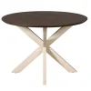 Table ronde bois brun pied blanc Ø150 cm CORTINA