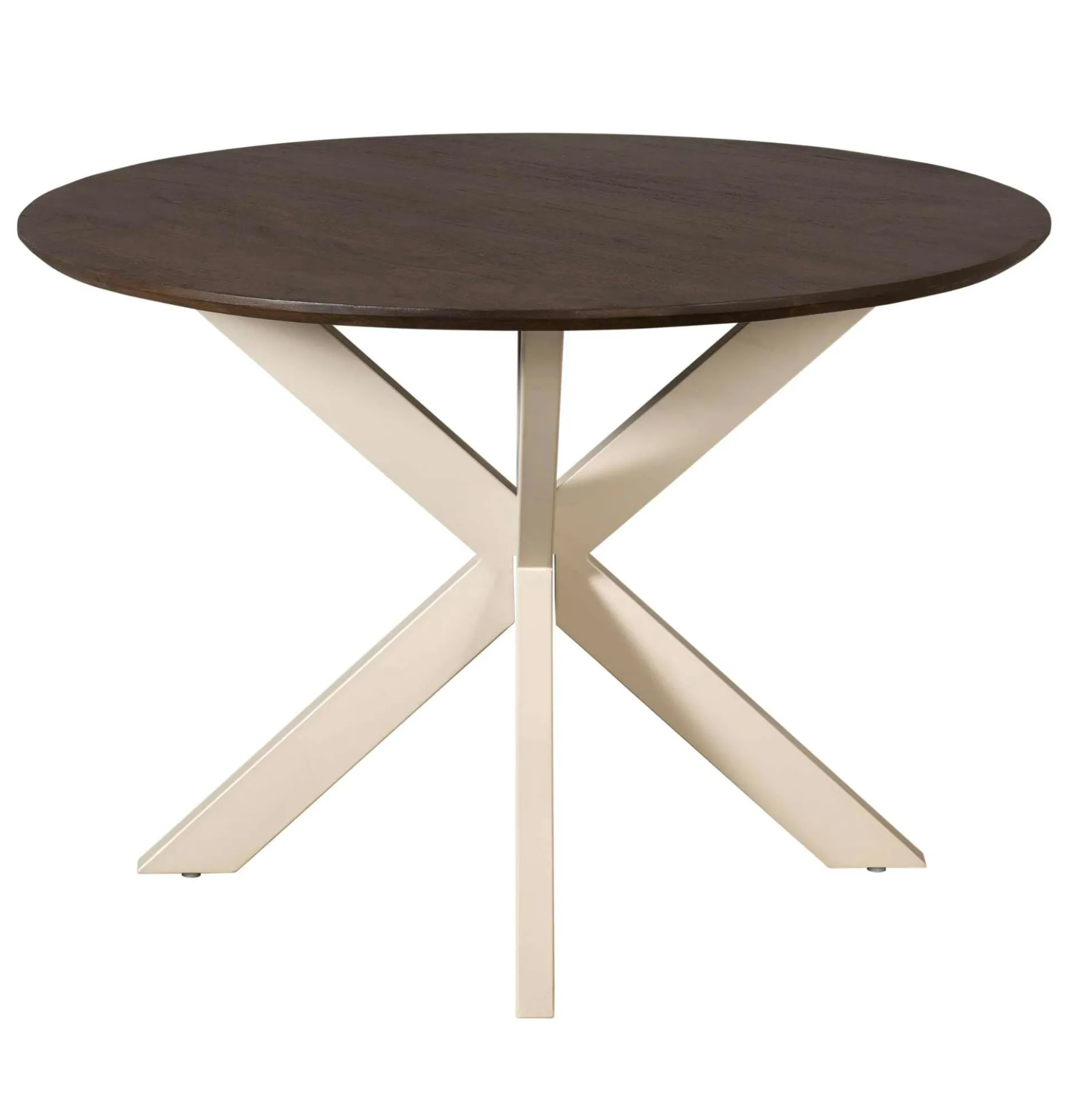 Table ronde bois brun pied blanc Ø150 cm CORTINA