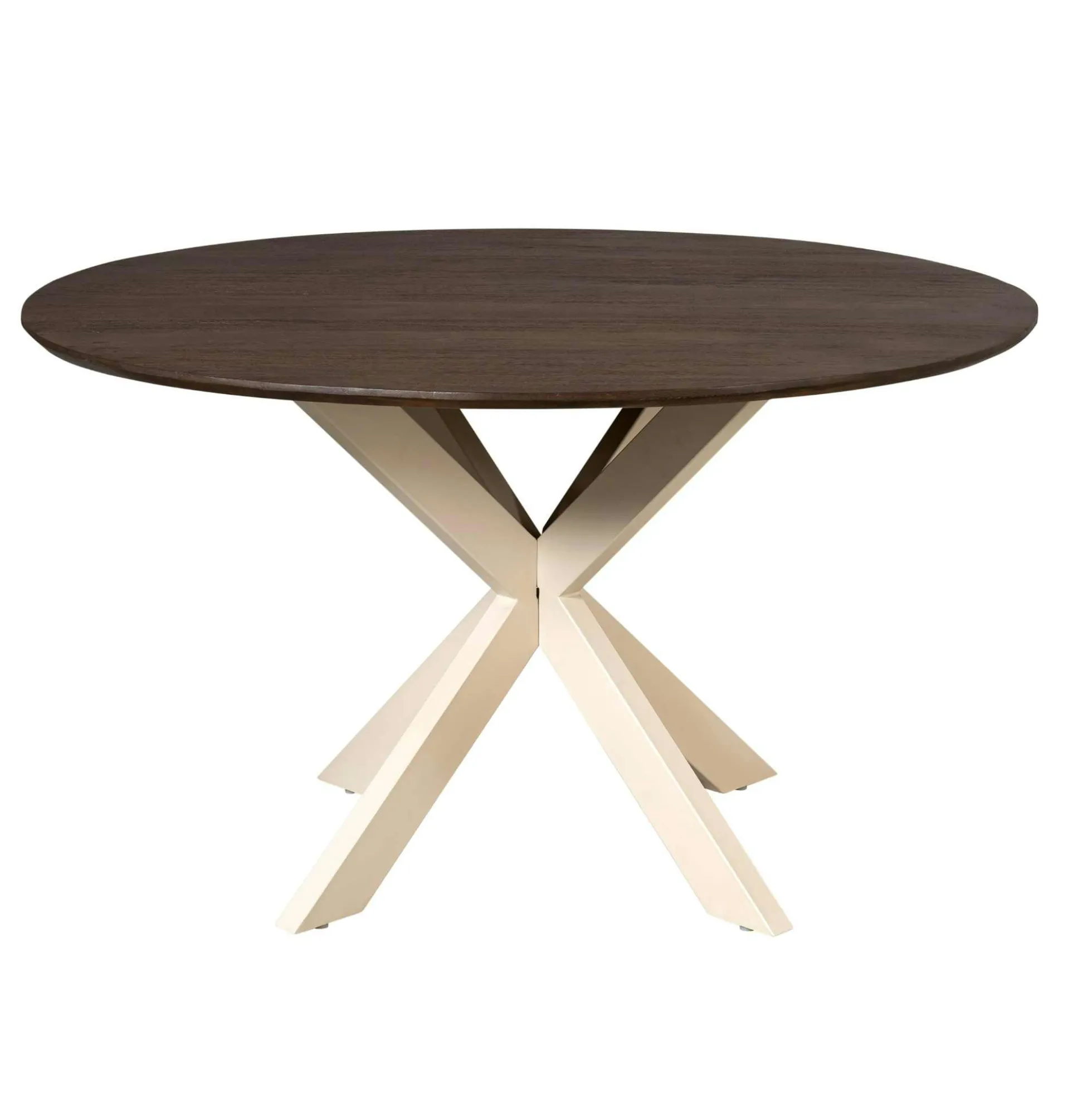 Table ronde bois brun pied blanc Ø150 cm CORTINA