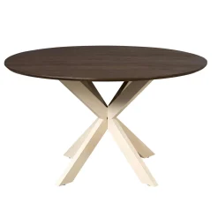 Table ronde bois brun pied blanc Ø130 cm CORTINA