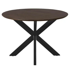 Table ronde bois brun pied noir Ø110 cm CORTINA
