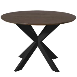 Table ronde bois brun pied noir Ø110 cm CORTINA