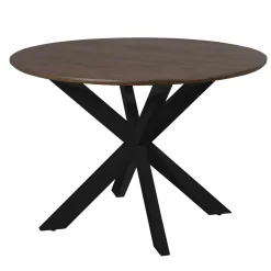 Table ronde bois brun pied noir Ø150 cm CORTINA