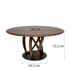 Table ronde bois de frêne à pied design torsadé Ø150 cm ALDER