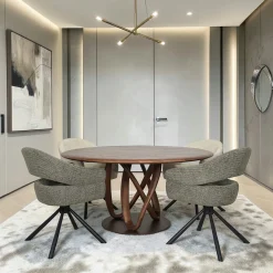 Table ronde bois de frêne à pied design torsadé Ø150 cm ALDER