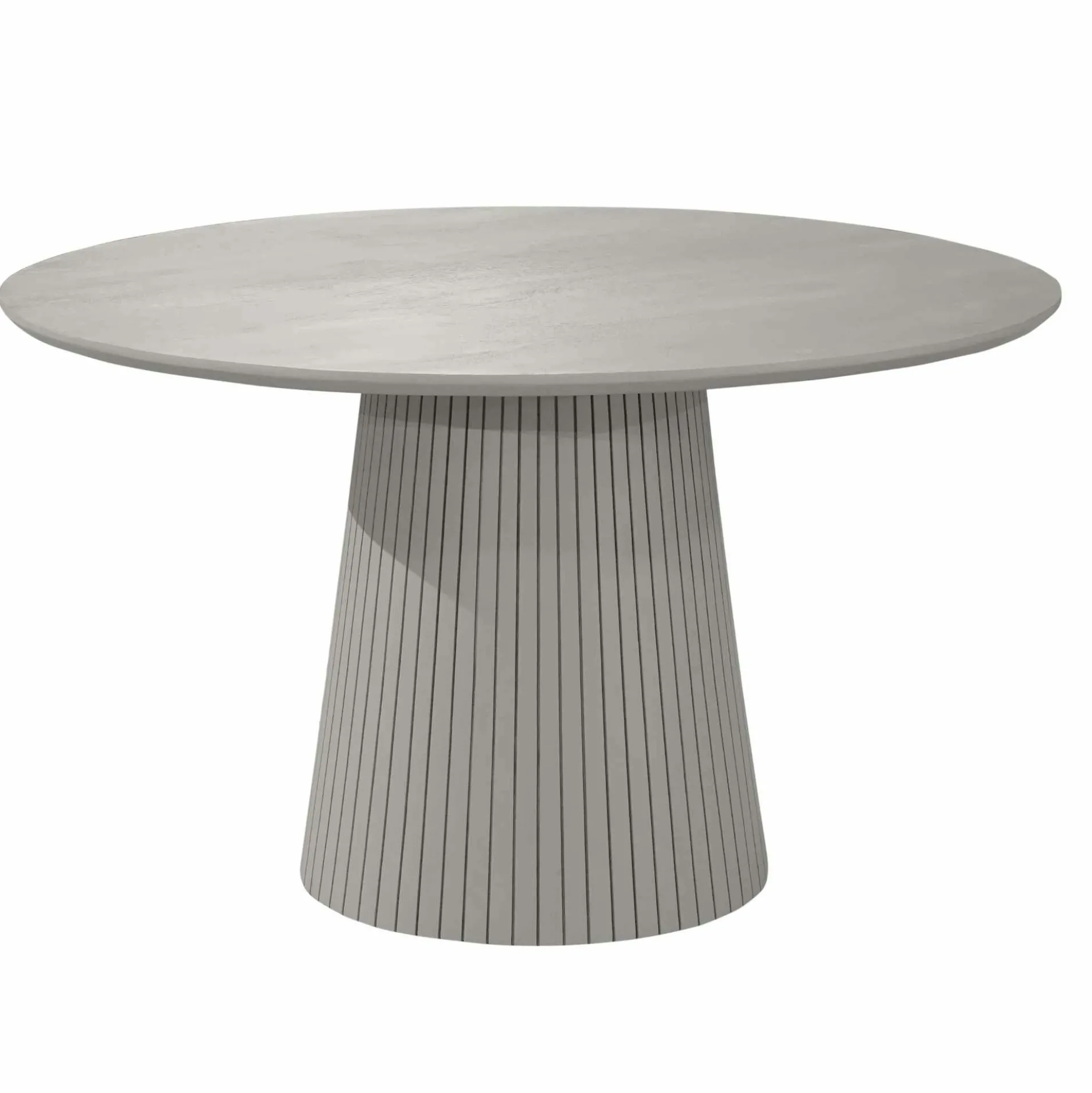 Table ronde bois gris à pied rainuré Ø150 cm CALERO