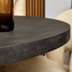 Table ronde bois noir à pied central Ø130 cm RIVANO